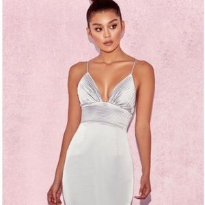 House of CB silvery blue satin midi